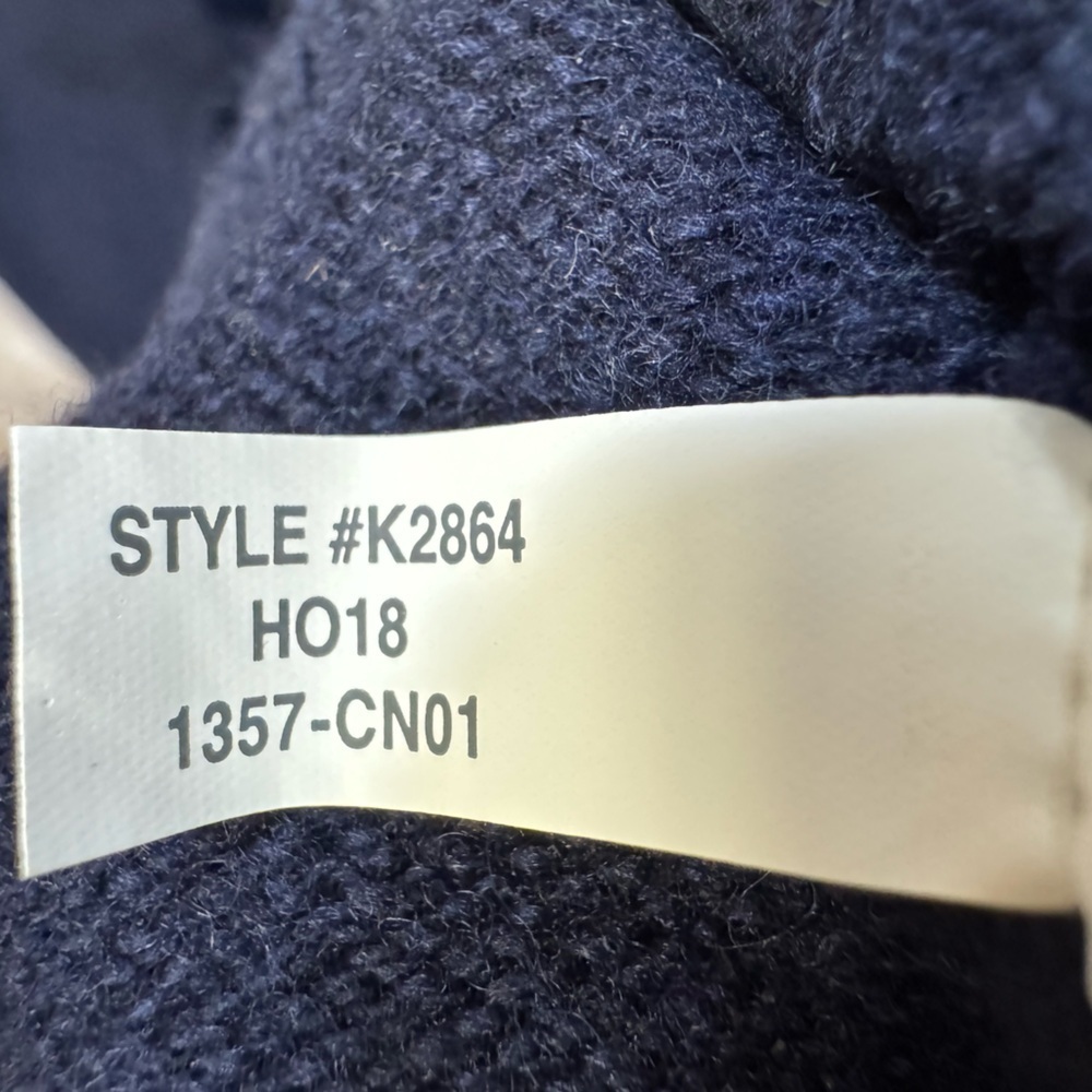 Men's L Navy Blue J. Crew 100% Lamb-swool Nordic Scandinavian Pattern Sweater - Picture 6 of 9